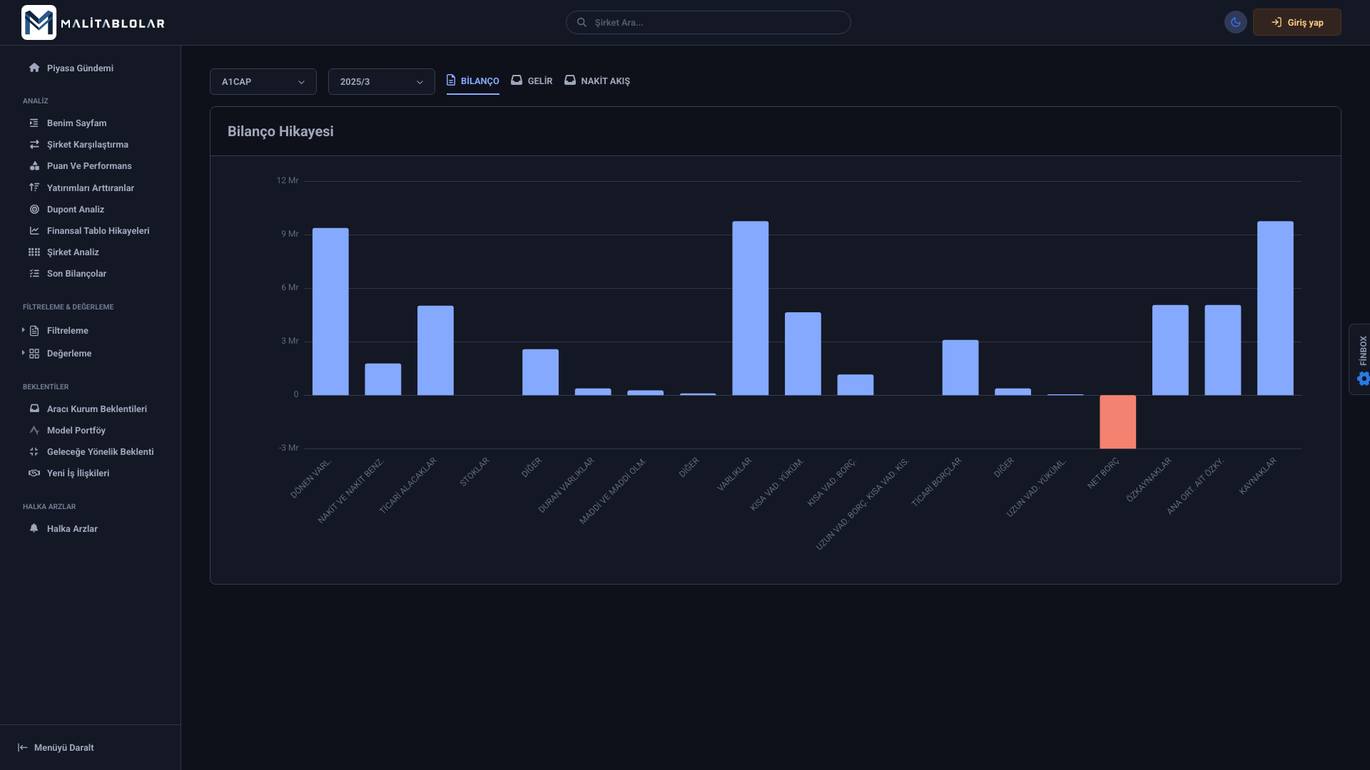 Mali Tablolar Finansal Tablo Hikayeleri Ekran Görüntüsü